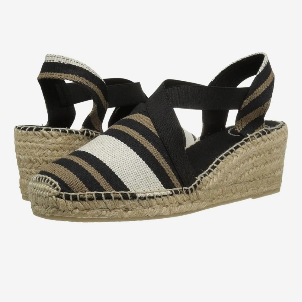 Striped Espadrille Wedge Sandals